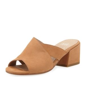 Eileen Fisher Haven Matte Suede Leather Cross Slide Sandals Tan
